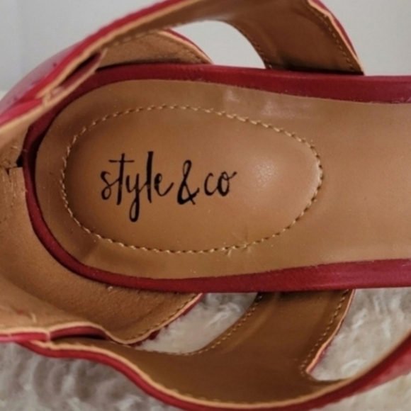 STYLE & CO Ophelia Open Toe Red Heel Sandals Size 10 - Picture 7 of 8